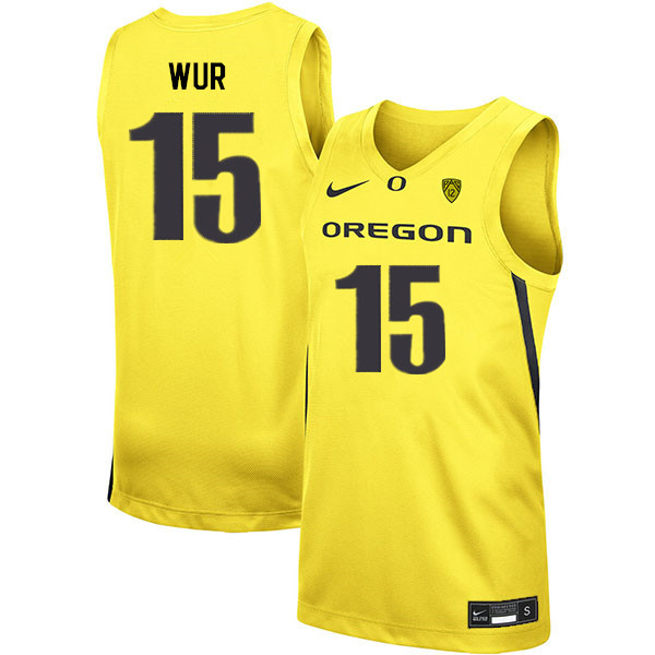 Men #15 Lok Wur Oregon Ducks College Basketball Jerseys Sale-Yellow